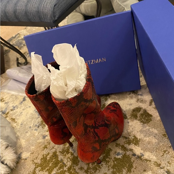 Stuart Weitzman | Verona 80mm Boots in Red Python, size 9US (39.5IT) - Picture 5 of 8